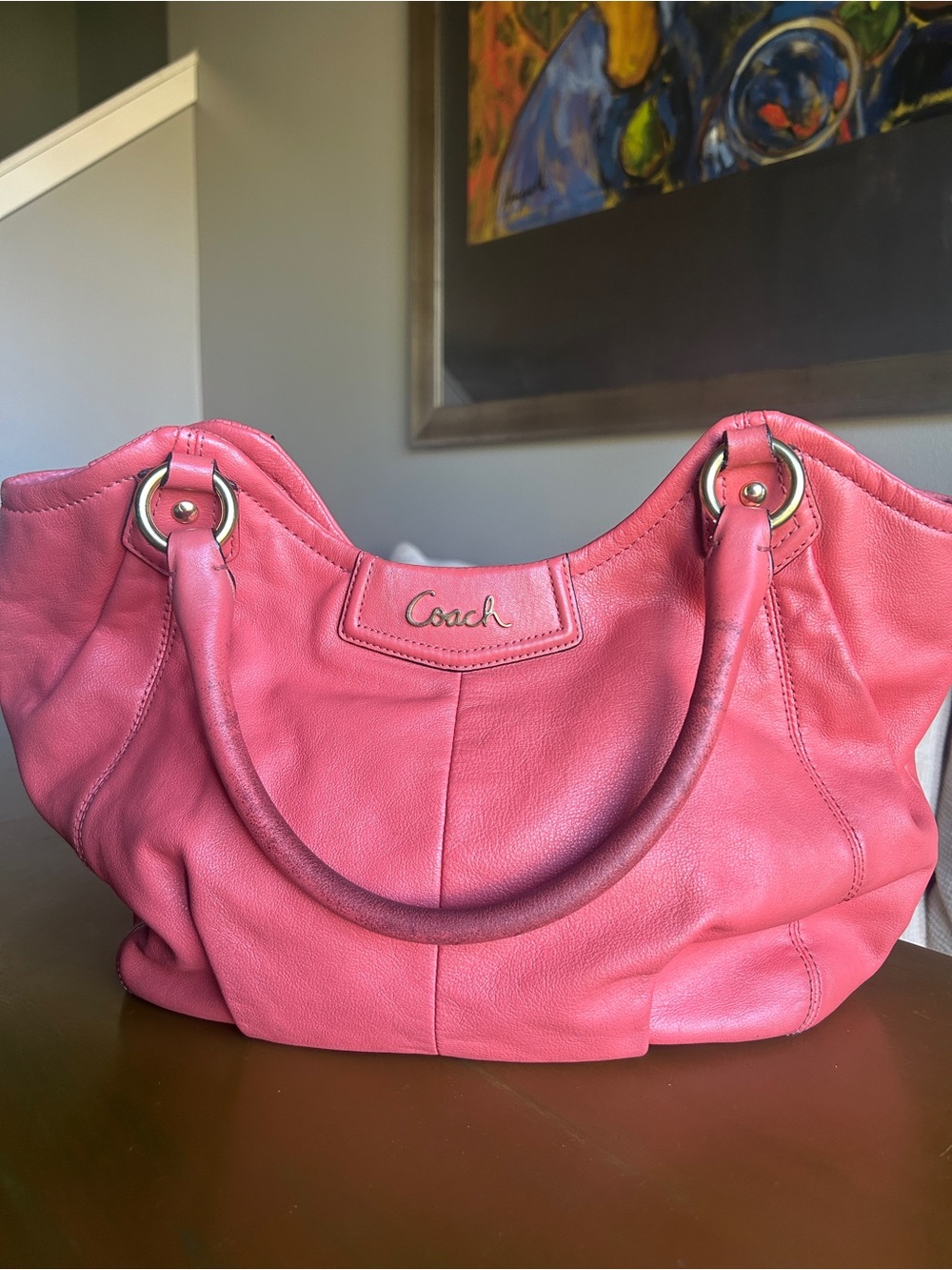 Coach Coral Ashley Gathered Leather Satchel